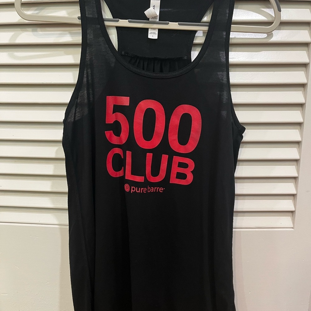 Pure Barre Black Tank with Red 500 Club Design